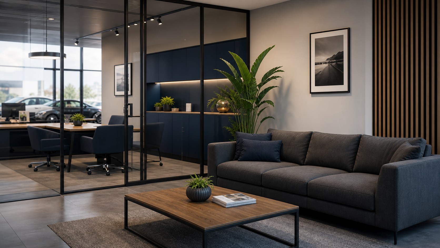 Comfortable customer lounge and consultation area